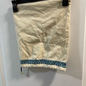 Tory Burch Dust Cream Drawstring Bag with Blue Pattern